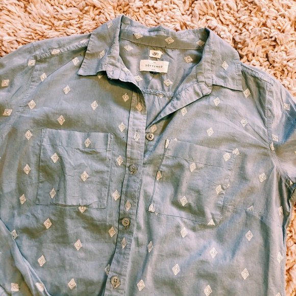 Ann Taylor Loft Blue The Softened Shirt Button Up - Picture 3 of 8